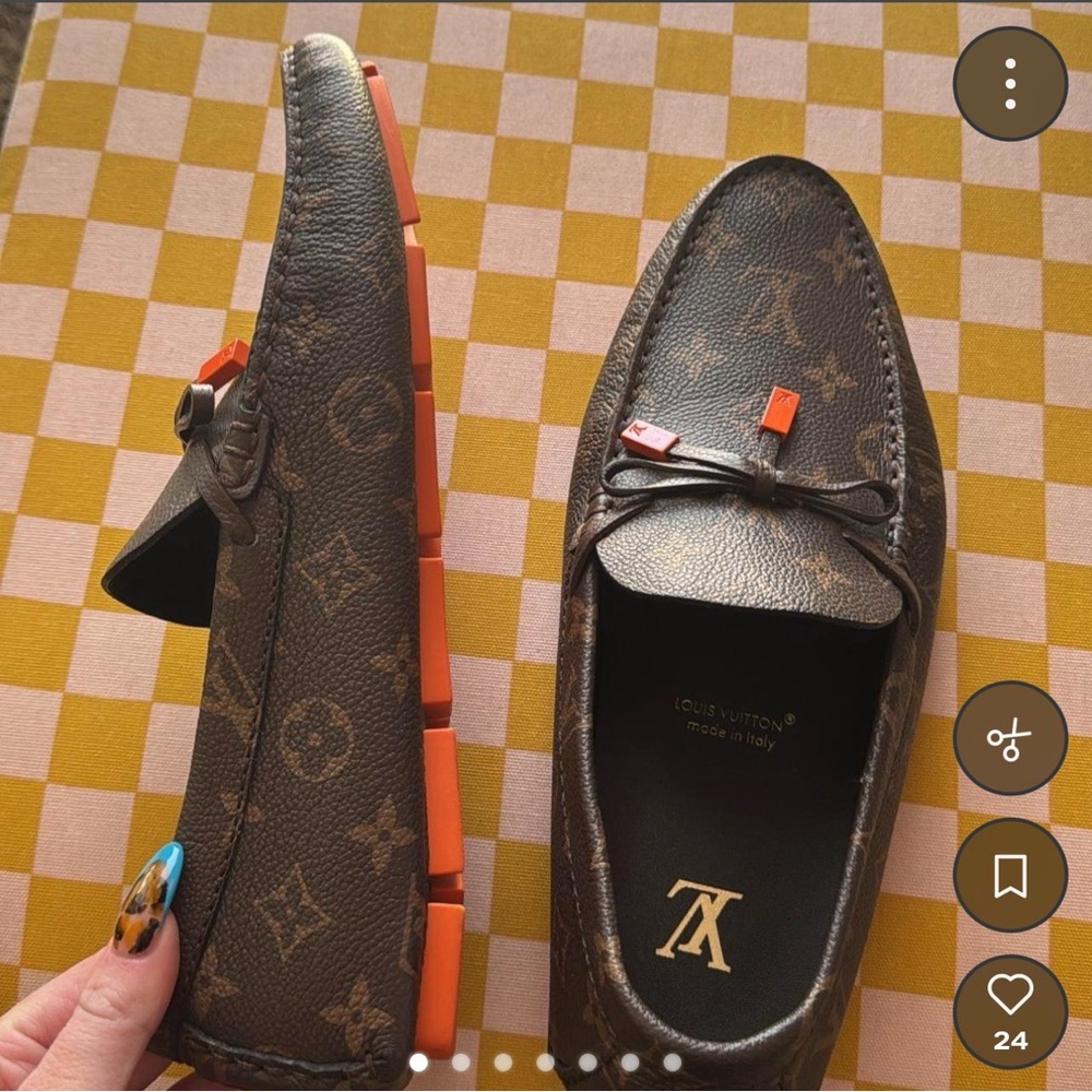 Louis Vuitton Monogram Brown and Orange Loafers